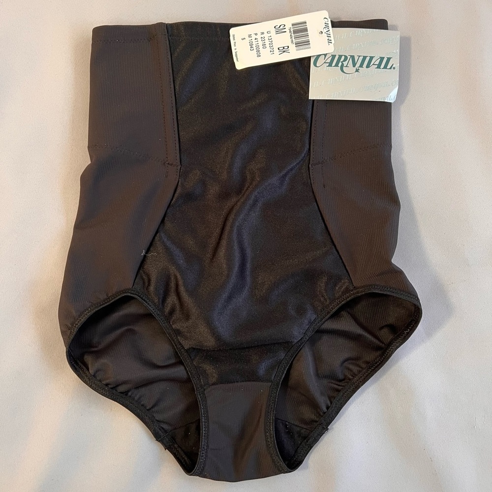 NWT CARNIVAL USA-MADE HIGH WAIST HIP FRENCH‎ CUT SHAPER PANTIES Black Small